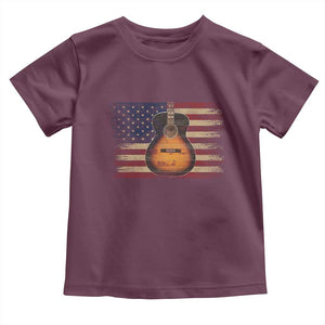 USA Flag Guitar Player Toddler T Shirt Retro 4th of July Musician Guitarist TS10 Maroon Print Your Wear