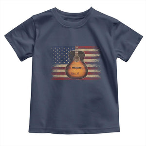 USA Flag Guitar Player Toddler T Shirt Retro 4th of July Musician Guitarist TS10 Navy Print Your Wear