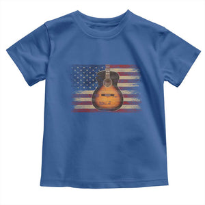 USA Flag Guitar Player Toddler T Shirt Retro 4th of July Musician Guitarist TS10 Royal Blue Print Your Wear