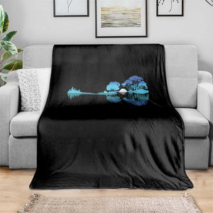 Guitar Lake Throw Blanket Retro Tree Shadow Acoustic Guitarist Musician TS10 Print Your Wear
