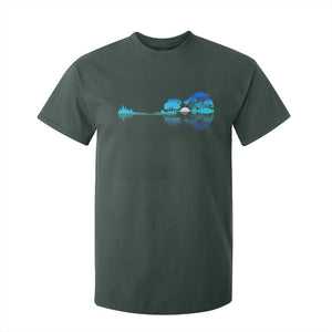 Guitar Lake T Shirt For Kid Retro Tree Shadow Acoustic Guitarist Musician TS10 Dark Forest Green Print Your Wear
