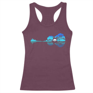 Guitar Lake Racerback Tank Top Retro Tree Shadow Acoustic Guitarist Musician TS10 Maroon Print Your Wear