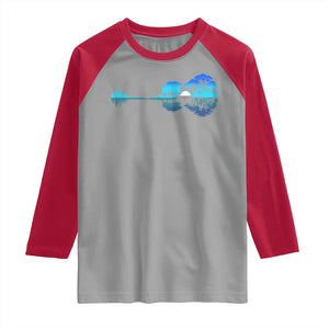 Guitar Lake Raglan Shirt Retro Tree Shadow Acoustic Guitarist Musician TS10 Sport Gray Red Print Your Wear