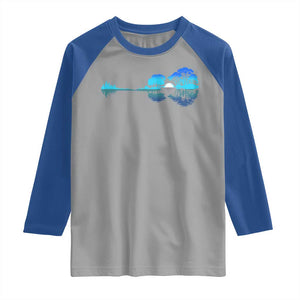 Guitar Lake Raglan Shirt Retro Tree Shadow Acoustic Guitarist Musician TS10 Sport Gray Royal Print Your Wear