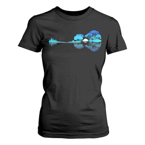 Guitar Lake T Shirt For Women Retro Tree Shadow Acoustic Guitarist Musician TS10 Black Print Your Wear