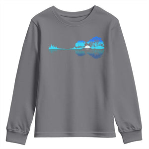 Guitar Lake Youth Sweatshirt Retro Tree Shadow Acoustic Guitarist Musician TS10 Charcoal Print Your Wear