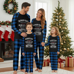 Bonus dad Plaid Pajama Set Step Dad Fathers Day TS10 Blue Plaid Print Your Wear