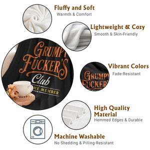 Grumpy Fuckers Club Lifetime Member Throw Blanket Gag Gift Birthday Husband Dad Fathers Day
