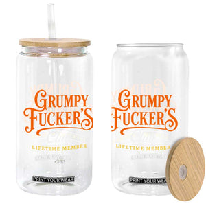 Grumpy Fuckers Club Lifetime Member Glass Can Gag Gift Birthday Husband Dad Fathers Day