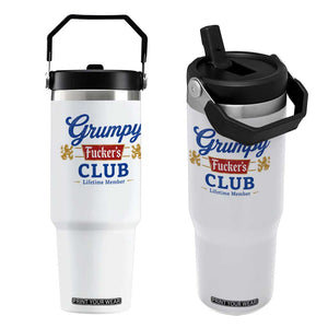 Grumpy Fuckers Club Lifetime Member Flip Straw Tumbler Sarcastic Gag Gift Birthday Husband Dad Fathers Day