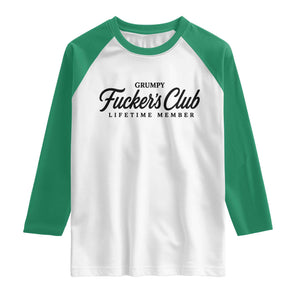 Vintage Grumpy Fuckers Club Lifetime Member Raglan Shirt Gag Gift Birthday Husband Dad Fathers Day