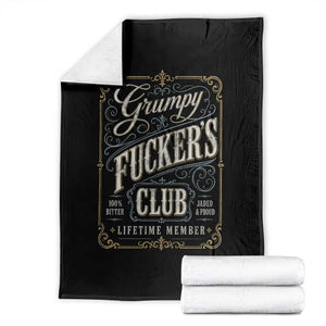 Vintage Grumpy Fuckers Club Lifetime Member Throw Blanket Retro Birthday Husband Dad Fathers Day