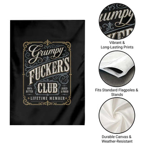 Vintage Grumpy Fuckers Club Lifetime Member Garden Flag Retro Birthday Husband Dad Fathers Day