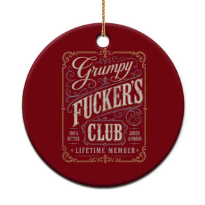 Vintage Grumpy Fuckers Club Lifetime Member Ceramic Ornament Retro Birthday Husband Dad Fathers Day