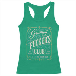 Vintage Grumpy Fuckers Club Lifetime Member Racerback Tank Top Retro Birthday Husband Dad Fathers Day