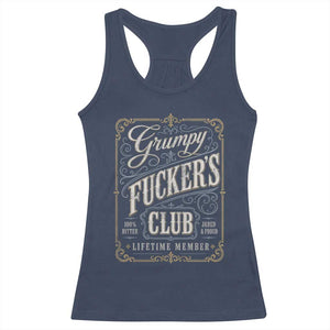 Vintage Grumpy Fuckers Club Lifetime Member Racerback Tank Top Retro Birthday Husband Dad Fathers Day