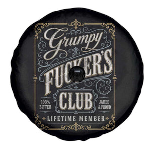 Vintage Grumpy Fuckers Club Lifetime Member Spare Tire Cover Retro Birthday Husband Dad Fathers Day