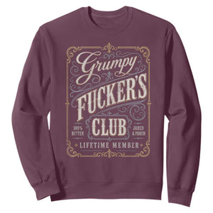 Vintage Grumpy Fuckers Club Lifetime Member Sweatshirt Retro Birthday Husband Dad Fathers Day