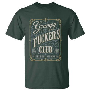 Vintage Grumpy Fuckers Club Lifetime Member T Shirt Retro Birthday Husband Dad Fathers Day