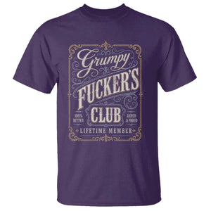 Vintage Grumpy Fuckers Club Lifetime Member T Shirt Retro Birthday Husband Dad Fathers Day