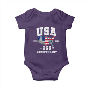 250th Anniversary USA Baby Onesie 4th of July America US Flag Patriotic 250 Years American Flag