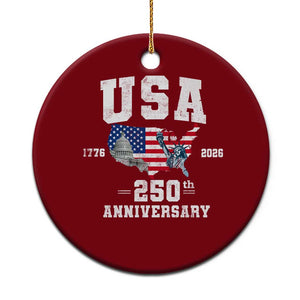 250th Anniversary USA Ceramic Ornament 4th of July America US Flag Patriotic 250 Years American Flag
