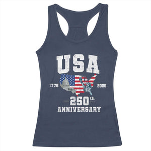 250th Anniversary USA Racerback Tank Top 4th of July America US Flag Patriotic 250 Years American Flag