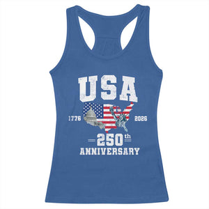 250th Anniversary USA Racerback Tank Top 4th of July America US Flag Patriotic 250 Years American Flag