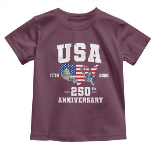 250th Anniversary USA Toddler T Shirt 4th of July America US Flag Patriotic 250 Years American Flag
