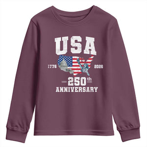 250th Anniversary USA Youth Sweatshirt 4th of July America US Flag Patriotic 250 Years American Flag