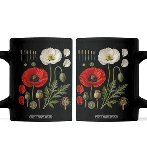 Summer Red Poppy Flower Botanical Poppies Vintage Print Memorial Day Floral Graphic Coffee Mug