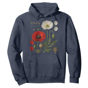 Summer Red Poppy Flower Botanical Poppies Vintage Print Memorial Day Floral Graphic Hoodie