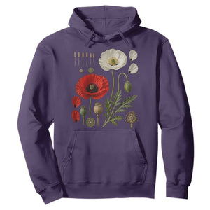 Summer Red Poppy Flower Botanical Poppies Vintage Print Memorial Day Floral Graphic Hoodie