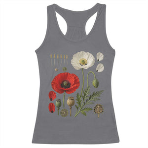 Summer Red Poppy Flower Botanical Poppies Vintage Print Memorial Day Floral Graphic Racerback Tank Top