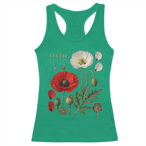 Summer Red Poppy Flower Botanical Poppies Vintage Print Memorial Day Floral Graphic Racerback Tank Top