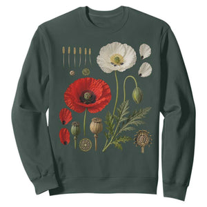 Summer Red Poppy Flower Botanical Poppies Vintage Print Memorial Day Floral Graphic Sweatshirt