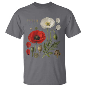 Summer Red Poppy Flower Botanical Poppies Vintage Print Memorial Day Floral Graphic T Shirt