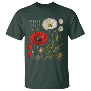Summer Red Poppy Flower Botanical Poppies Vintage Print Memorial Day Floral Graphic T Shirt