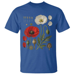 Summer Red Poppy Flower Botanical Poppies Vintage Print Memorial Day Floral Graphic T Shirt