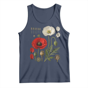 Summer Red Poppy Flower Botanical Poppies Vintage Print Memorial Day Floral Graphic Tank Top