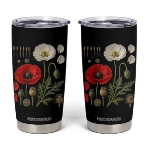 Summer Red Poppy Flower Botanical Poppies Vintage Print Memorial Day Floral Graphic Tumbler Cup