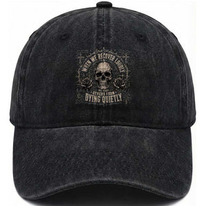 Addiction Recovery Washed Cotton Baseball Cap When We Recover Loudly Vintage Skull Graphic