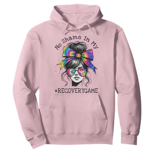 No Shame In My Recovery Game Hoodie Messy Bun Semicolon Graphic