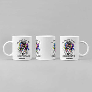 No Shame In My Recovery Game Coffee Mug Messy Bun Semicolon Graphic