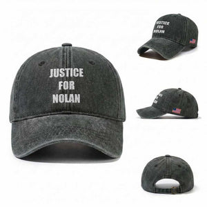 Justice for Nolan Washed Cotton Baseball Cap Support and Rememberence Memorial
