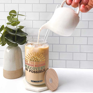 Recovery Sobriety Glass Can Sober Life Believes Recovery is Possible Hippie Vintage Graphic