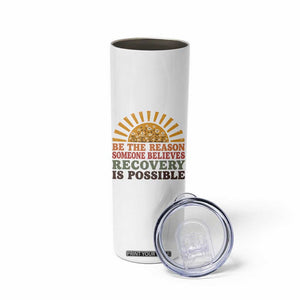 Recovery Sobriety Skinny Tumbler Sober Life Believes Recovery is Possible Hippie Vintage Graphic