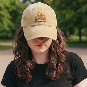 Recovery Sobriety Washed Cotton Baseball Cap Sober Life Believes Recovery is Possible Hippie Vintage Graphic