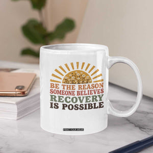 Recovery Sobriety Coffee Mug Sober Life Believes Recovery is Possible Hippie Vintage Graphic