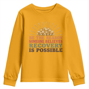 Recovery Sobriety Youth Sweatshirt Sober Life Believes Recovery is Possible Hippie Vintage Graphic